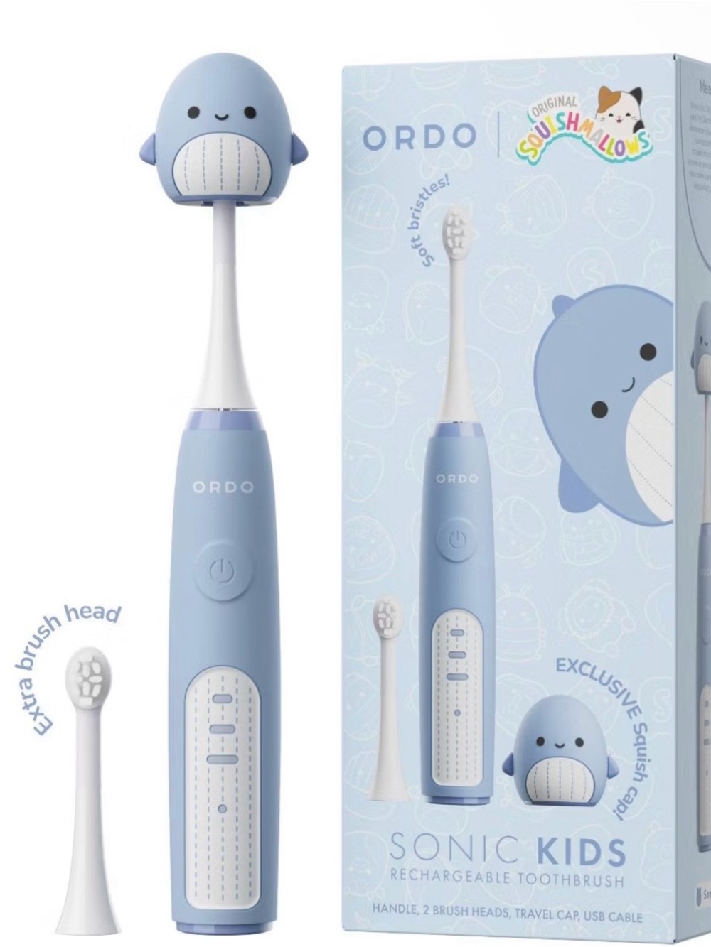 NIB ORDO Squishmallows Kids Electric Toothbrush — Light Blue